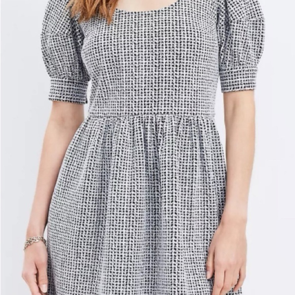 LOFT Black and White Textured Dress